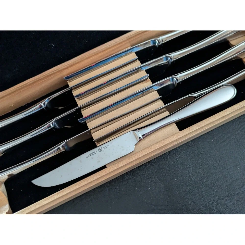JA Henckels International 8 Piece Steak Knife Set with Wooden Gift Box Stainless